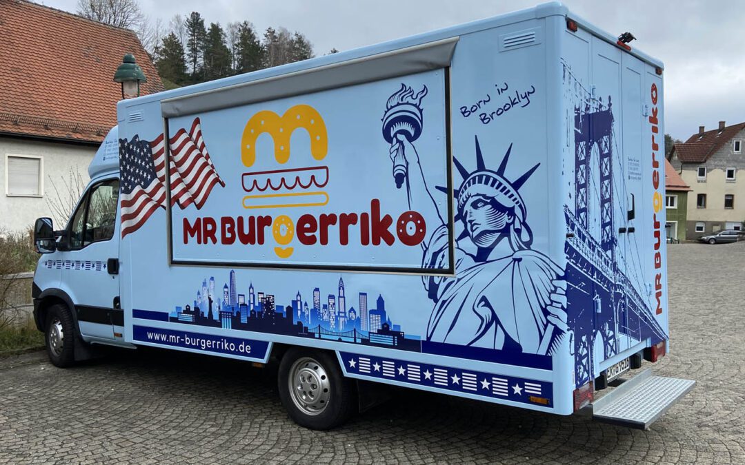 Fahrzeugbeschriftung Food Truck Mr Burgerriko